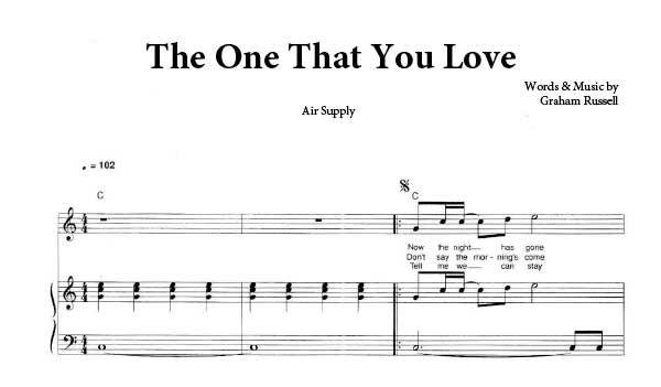 The One That You Love - Air Supply - PDF Free Piano Sheet Music