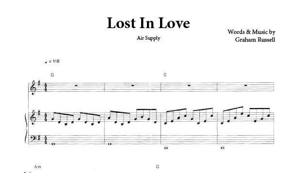 Lost in Love - Air Supply - PDF Free Piano Sheet Music