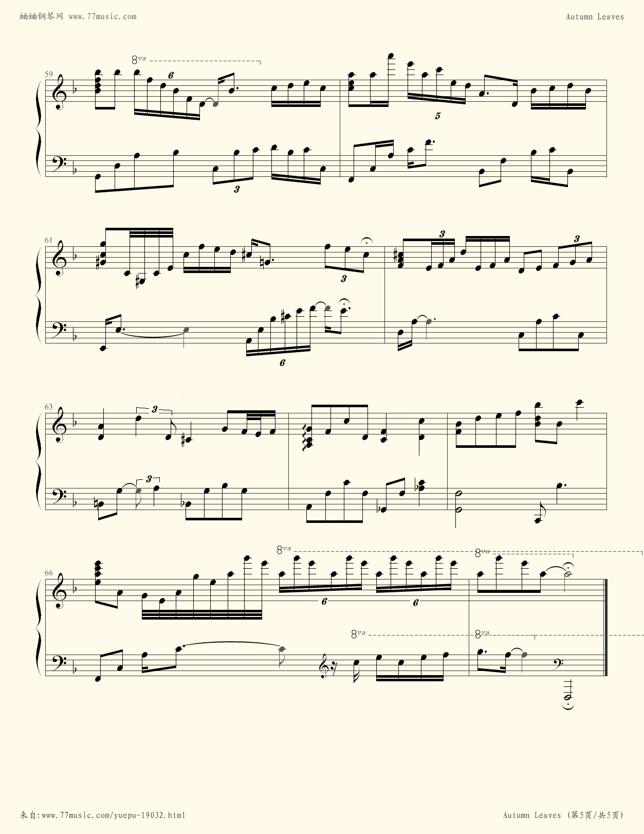 Autumn Leaves - Yiruma - Flash Piano Sheet Music Free