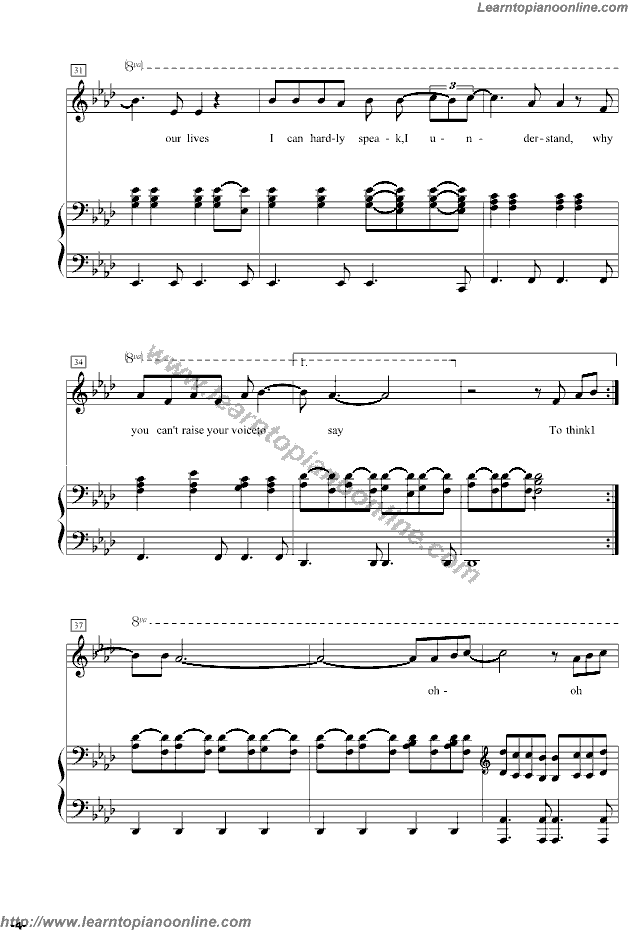 Run-LeonaLewis Originated from Snow Patrol Piano Sheet Music Free