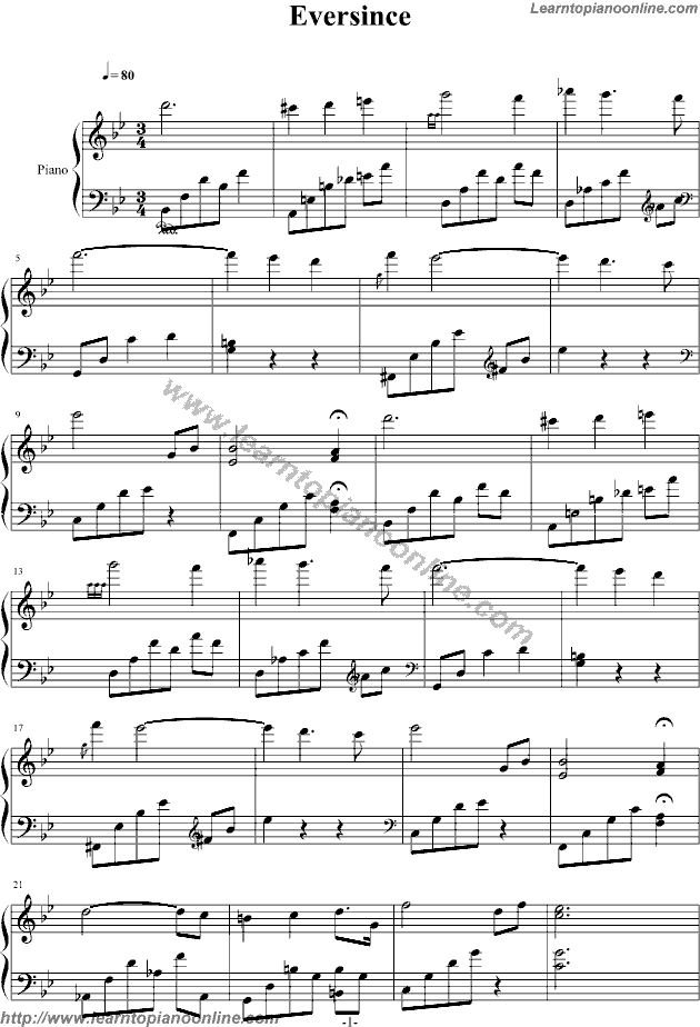 Eversince by Yiruma Piano Sheet Music Free