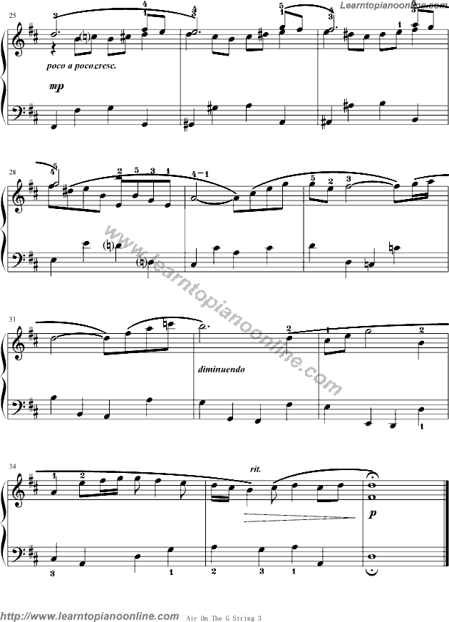 Air On The G String by Bach,Johann Sebastian Piano Sheet Music Free