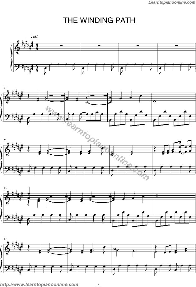 The Winding Path by Kevin Kern Piano Sheet Music Free