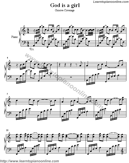 God is a girl by Groove Coverage Piano Sheet Music Free