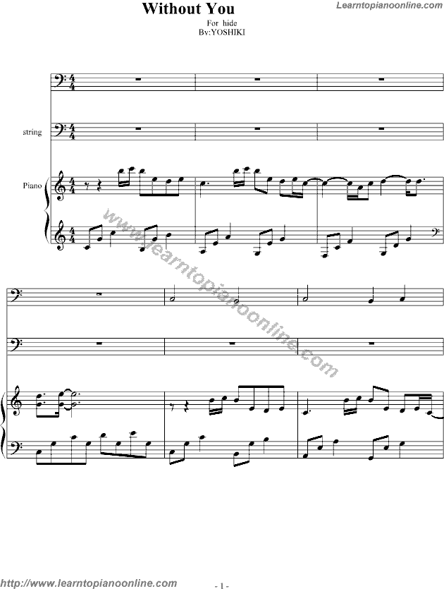 For hide by X-JAPAN Piano Sheet Music Free