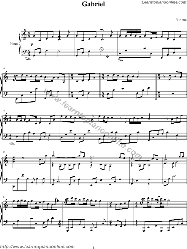 Gabriel by Yiruma Piano Sheet Music Free