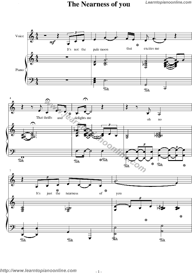the nearness of you by Norah Jones Piano Sheet Music Free