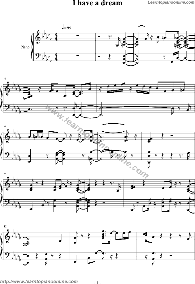 I have a dream Piano Sheet Music Free
