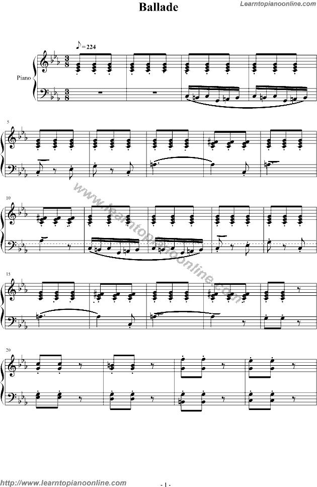 Ballade by Johann Frieclrich Franz Burg-muller Piano Sheet Music Free