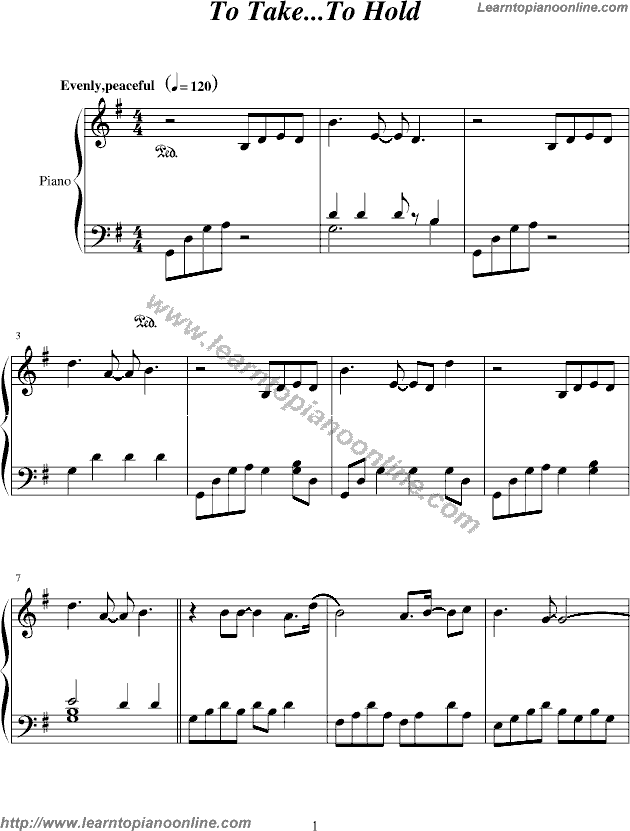 To Take To Hold by Yanni Piano Sheet Music Free