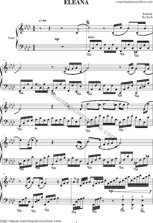 ELEANA by Richard Marx Piano Sheet Music Free