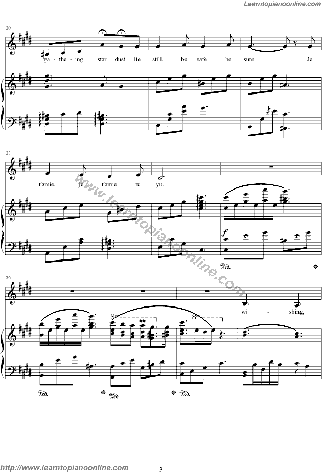 JE T'AIME by Kelly Sweet Piano Sheet Music Free