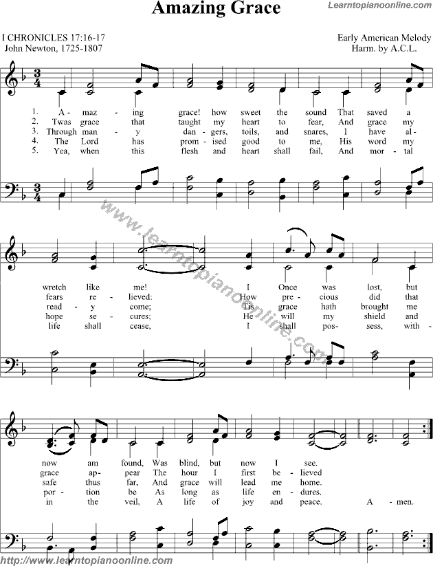 Amazing Grace by Declan Galbraith Free Piano Sheet Music Learn How To