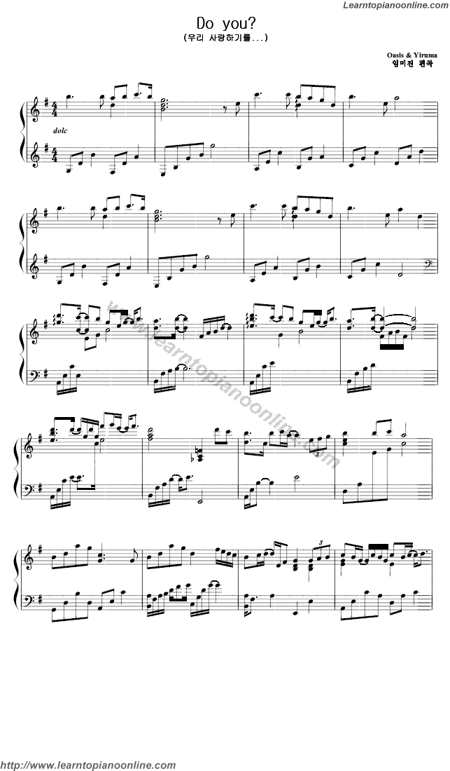 do you by Yiruma Piano Sheet Music Free