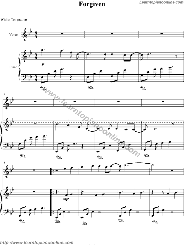 The Howling by Within Temptation Piano Sheet Music Free