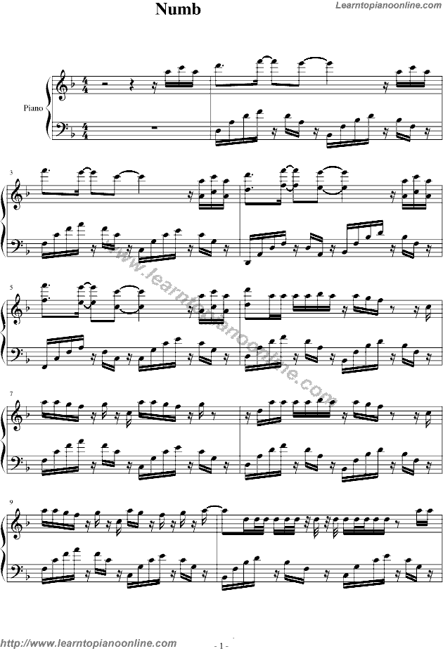 Given Up by Linkin Park Piano Sheet Music Free