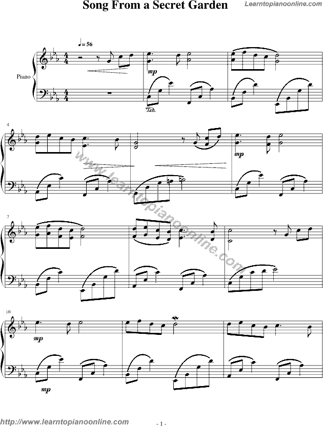 First Day Of Spring by Secret Garden Piano Sheet Music Free