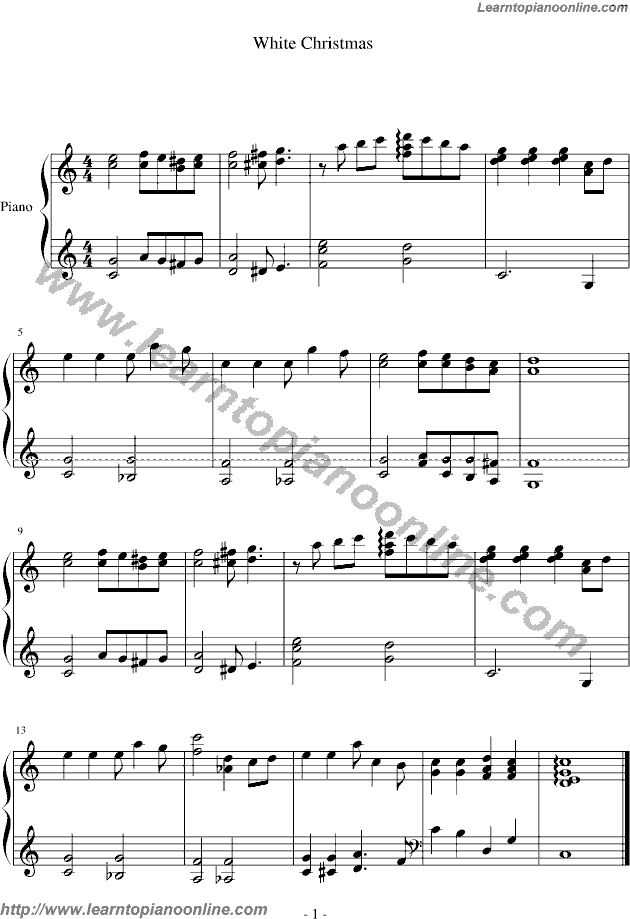 White Christmas by Bing Crosby Free Piano Sheet Music