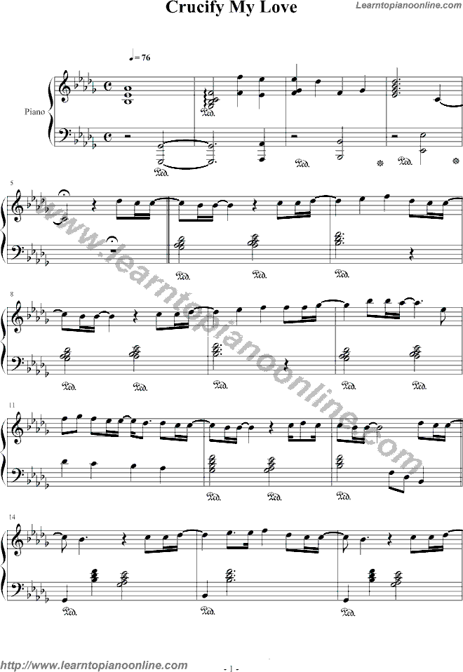Crucify My Love by X-Japan Free Piano Sheet Music