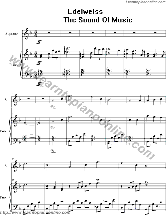 Edelweiss from The Sound Of Music Free Piano Sheet Music
