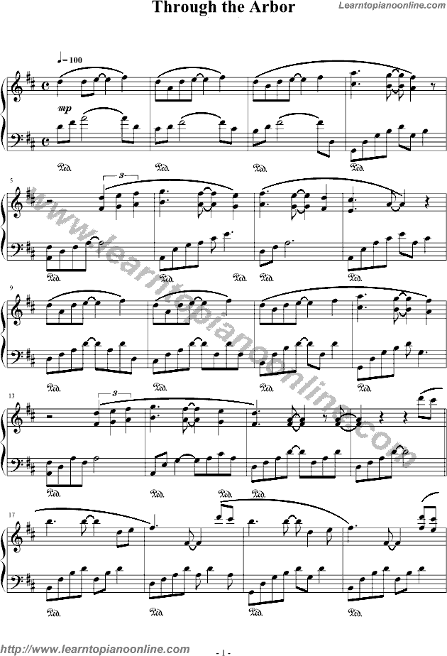 Download this Through The Arbor Kevin Kern Free Piano Sheet Music picture