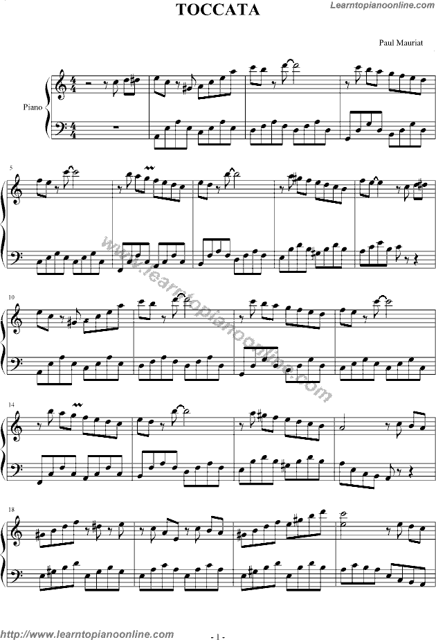 I Wi Foow Him by Paul Mauriat Piano Sheet Music Free