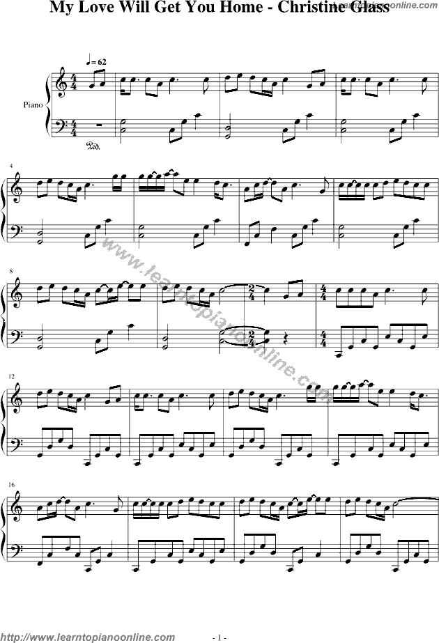 My Love Will Get You Home by Christine Glass Free Piano Sheet Music