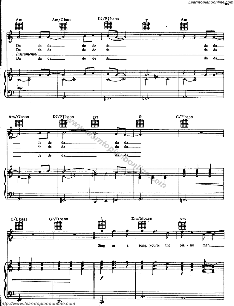 Piano Man by Billy Joel Free Piano Sheet Music Chords Tabs Notes Tutorial Score