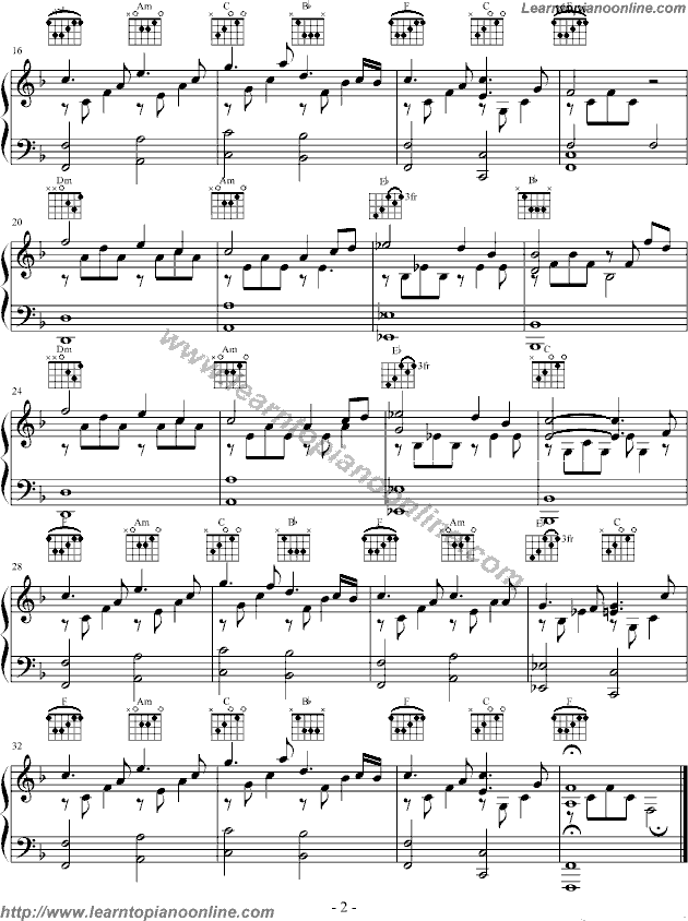 Bandari - A Day Without Rain Free Piano Sheet Music Chords Tabs Notes Tutorial Score