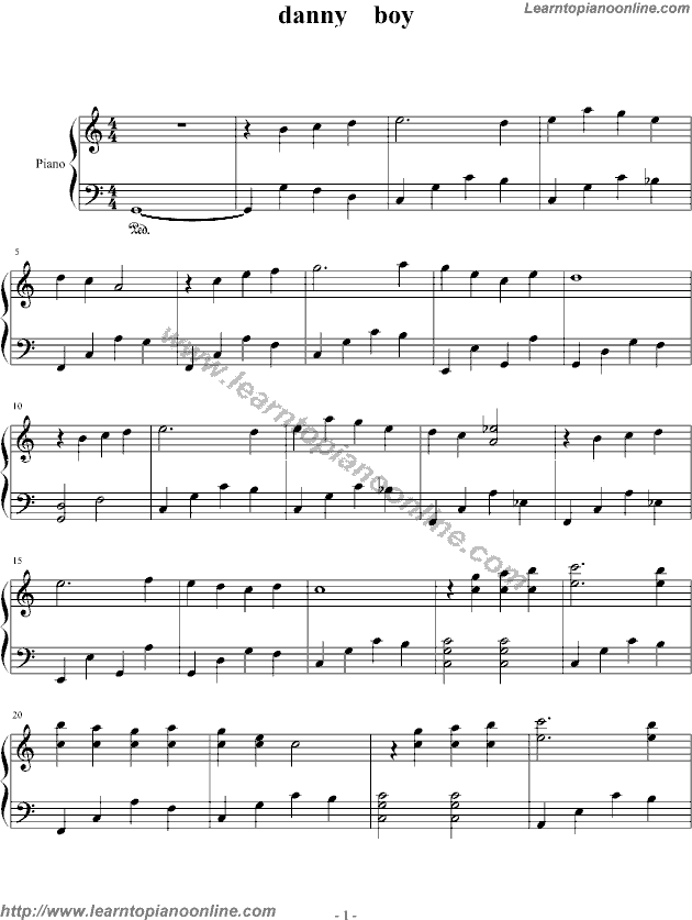 Declan Galbraith - Danny Boy Free Piano Sheet Music Chords Tabs Notes Tutorial Score