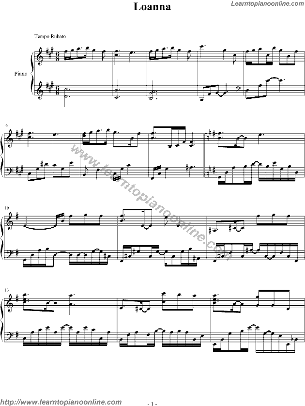 Yiruma - Loanna Piano Sheet Music Chords Tabs Notes Tutorial Score Free