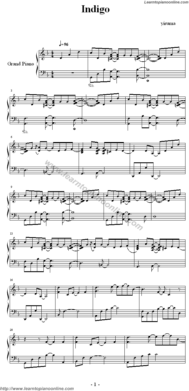 Yiruma - Indigo Piano Sheet Music Chords Tabs Notes Tutorial Score Free