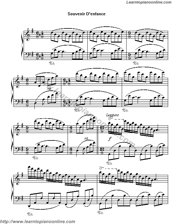 Richard Clayderman - Souvenir D'enfance Piano Sheet Music Chords Tabs Notes Tutorial Score Free