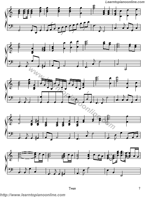 X Japan - Tears(version2) Piano Sheet Music Chords Tabs Notes Tutorial Score Free
