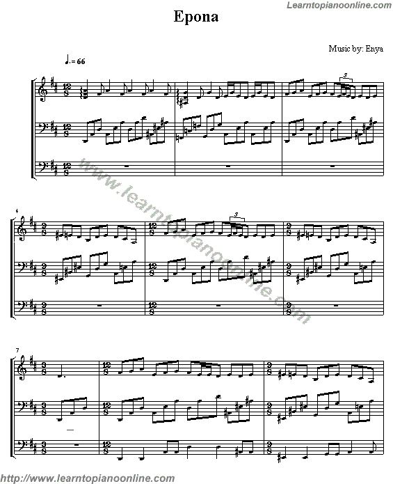 Enya - Epona sheet music Piano Sheet Music Chords Tabs Notes Tutorial Score Free