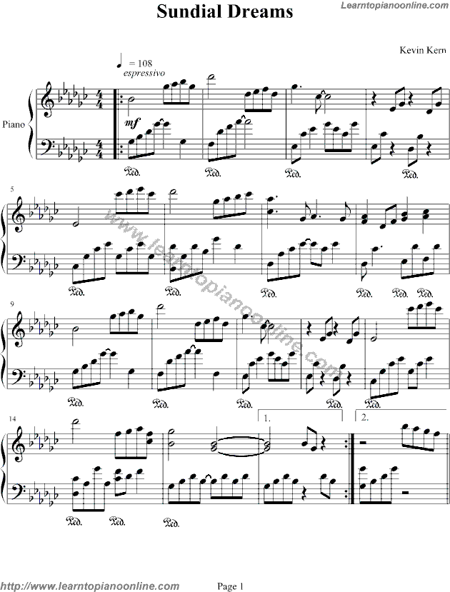 Kevin Kern – Sundial Dreams Piano Sheet Music Chords Tabs Notes Tutorial Score Free