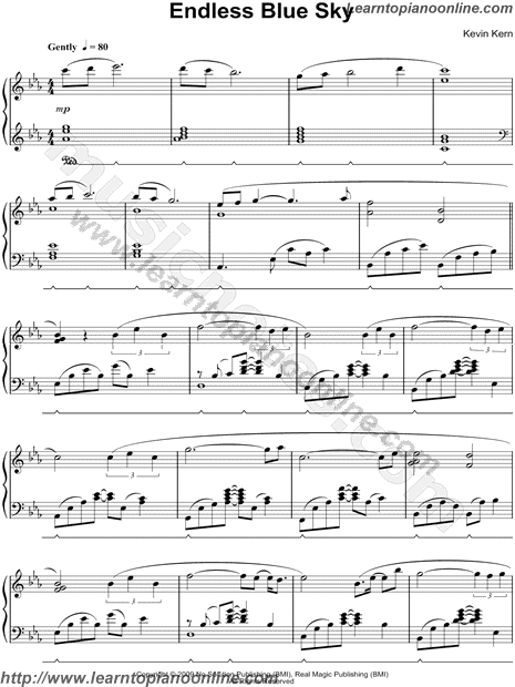 Kevin Kern - Endless Blue Sky Piano Sheet Music Chords Tabs Notes Tutorial Score Free