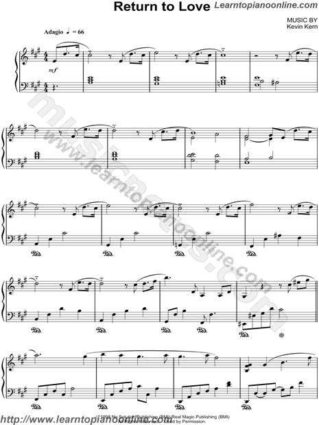 Kevin Kern - Return To Love Piano Sheet Music Chords Tabs Notes Tutorial Score Free