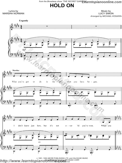 Secret Garden - Hold On Piano Sheet Music Chords Tabs Notes Tutorial Score Free