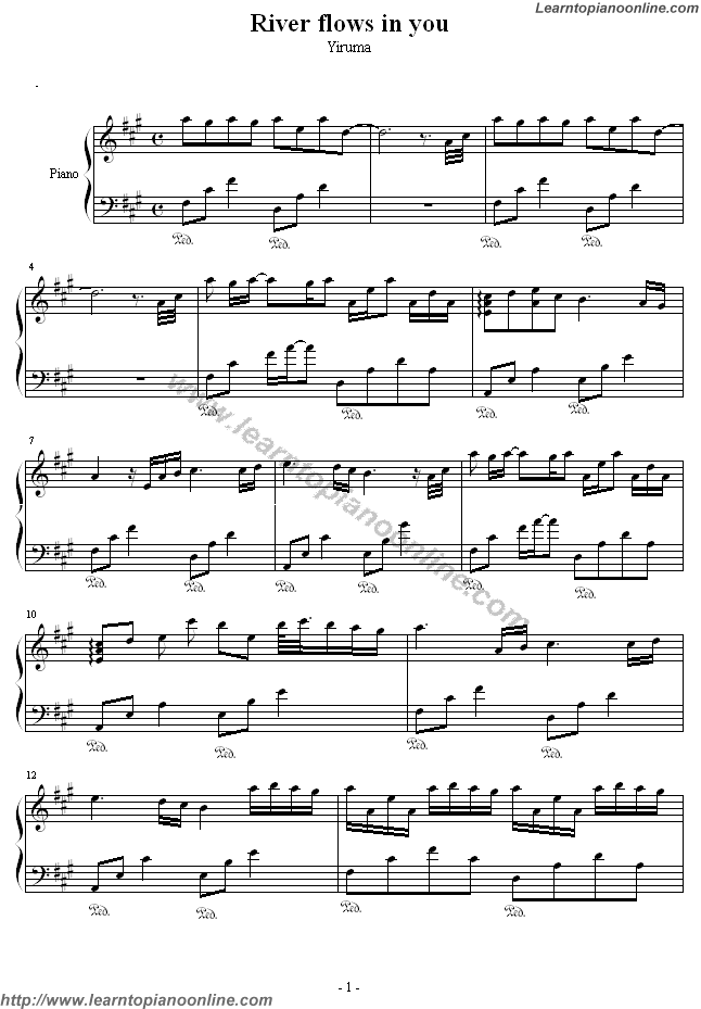 Yiruma - River Flows in You(version2) Piano Sheet Music Free