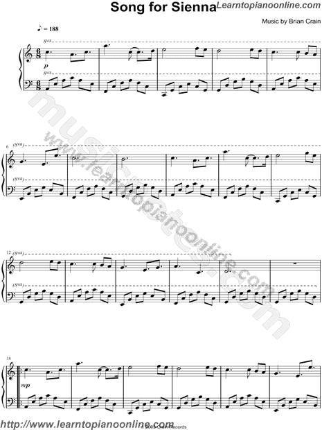 Brian Crain - Song for Sienna Piano Sheet Music Free