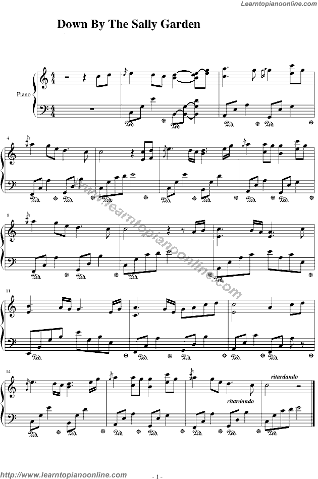 Down By The Sally Garden Piano Sheet Music Free