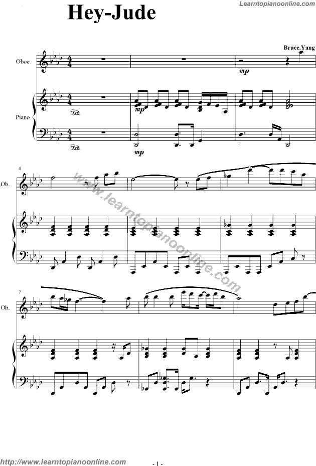 piano chords for hey jude
