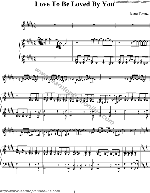 Love To Be Loved By You by Marc Terenzi Piano Sheet Music Free