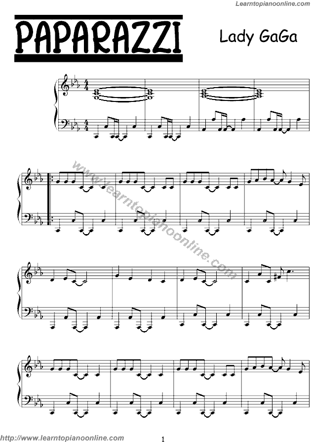 No Floods By Lady Gaga Free Piano Sheet Music Learn How To Play Piano Online