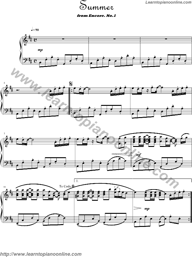 Summer by Joe Hisaishi Free Piano Sheet Music | Learn How To Play Piano