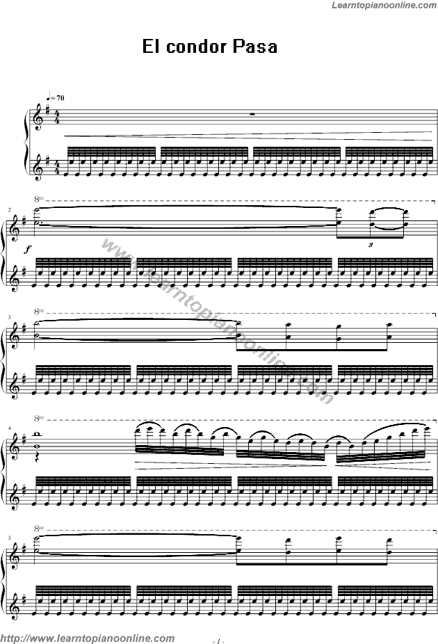 El Condor Pasa (If I Could) by Simon & Garfunkel Free Piano Sheet Music