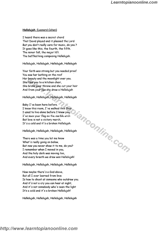 Hallelujah from Shrek by Rufus Wainwright(4) Free Piano ...