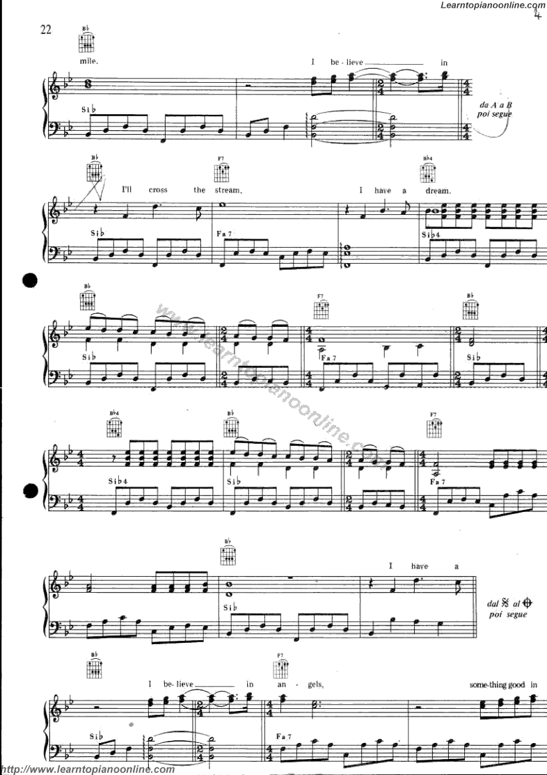I Have A Dream by Abba Free Piano Sheet Music Chords Tabs Notes Tutorial Score