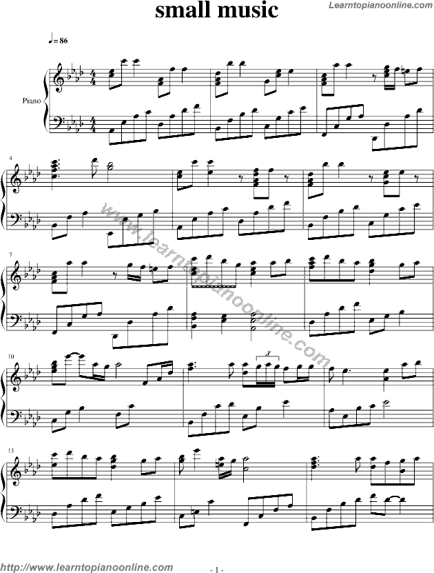 Toshikazu Sugama - Small Music Free Piano Sheet Music Chords Tabs Notes Tutorial Score